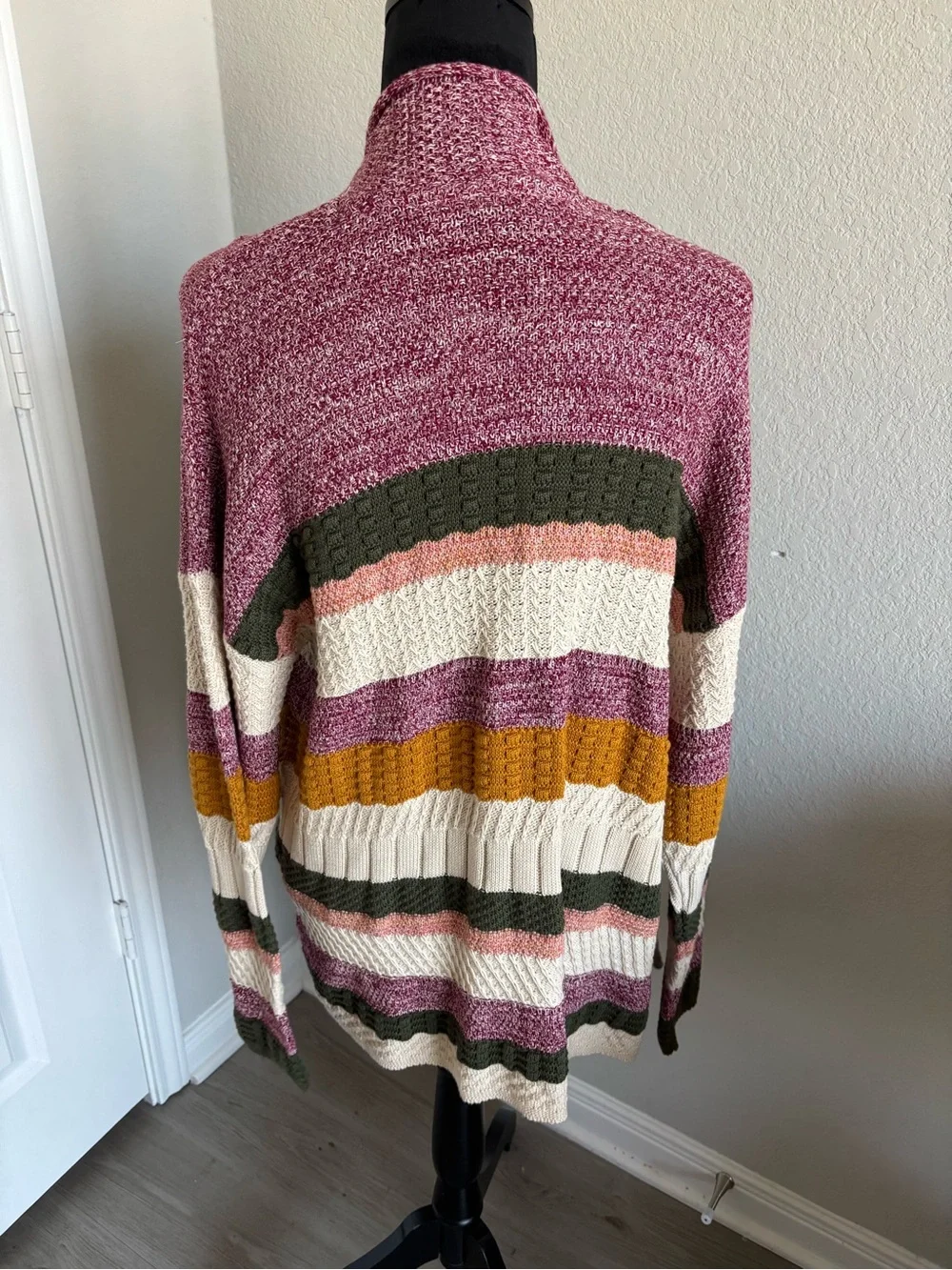 Soft Surroundings Striped Textured Open Front Nima Cardigan Sweater Size M - Picture 4 of 5